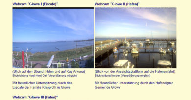 Webcam Glowe, Blick auf Strand und Hafen