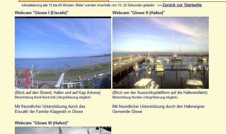 Webcam Glowe, Blick auf Strand und Hafen