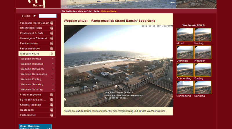 Webcam Bansin Panoramablick über Strandpromenade und Seebrücke